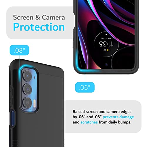 TUDIA DualShield Designed for Motorola Edge 5G UW/Moto Edge 2021 Case - Slim Heavy Duty Tough Dual Layer Protection - Matte Black - color: Matte Black