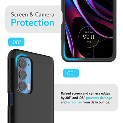 TUDIA DualShield Designed for Motorola Edge 5G UW/Moto Edge 2021 Case - Slim Heavy Duty Tough Dual Layer Protection - Matte Black - color: Matte Black