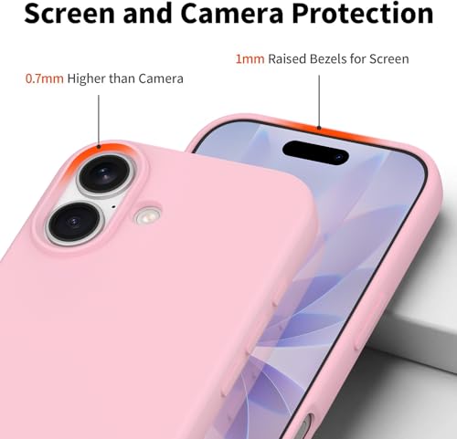 Compatible with iPhone 17 Case, Shockproof Liquid Silicone Protective Phone Case with Soft Anti-Scratch Microfiber Lining Ultra Slim Drop Protection Phone Cover (Pink) - color: Pink, size: for iPhone 17