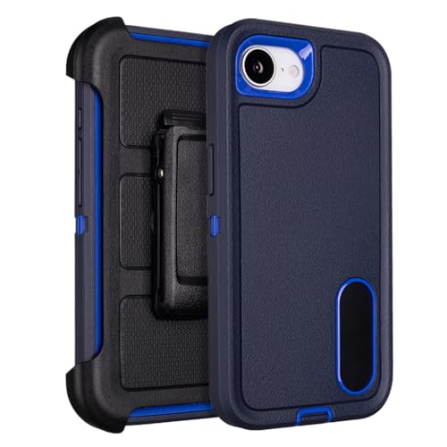 Defender Case for iPhone 17e Case with Belt Clip Holster Outdoor Navy Blue | Heavy Duty Rugged Protective Phone Case, Dual Layer Shockproof Cover - color: Navy Blue