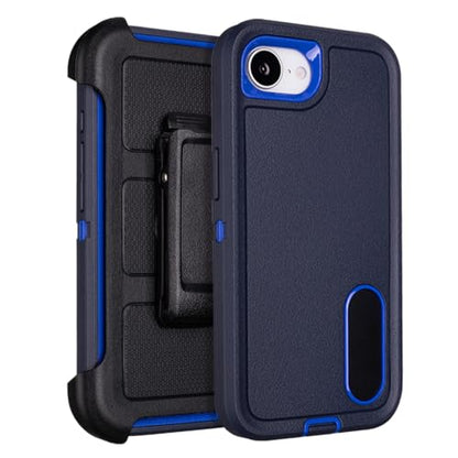 Defender Case for iPhone 17e Case with Belt Clip Holster Outdoor Navy Blue | Heavy Duty Rugged Protective Phone Case, Dual Layer Shockproof Cover - color: Navy Blue