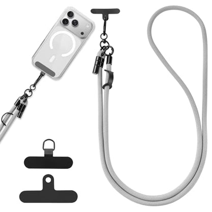Phone Lanyard, Phone Strap Crossbody with 2 Pack Tether Tab, Adjustable Anti Theft Phone Strap for All Phones (gray) - color: Gray