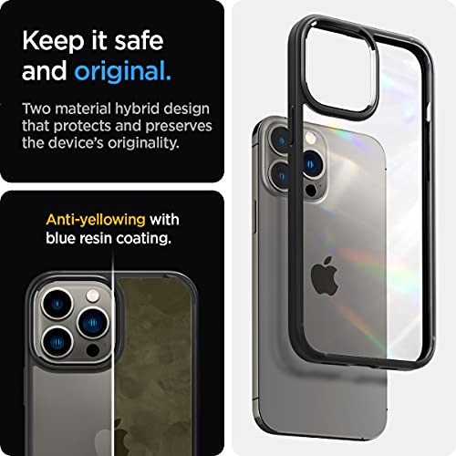 Spigen for iPhone 13 Pro Case, Ultra Hybrid [No Magnet Ring][Anti-Yellowing] - Matte Black | Anti-Yellowing Crystal Clarity, Qi Wireless Charge Ready, Patented Air Cushion, MIL-STD-810H Military-Grade Drop Protection - color: Matte Black, size: iPhone 13