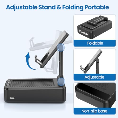 JTEMAN Cell Phone Stand with Bluetooth Speaker,Birthday Gifts for Men Women - color: Black