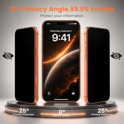 Privacy Screen Protector for iPhone 17 Pro Max Dust-Free Tray 2-Pack