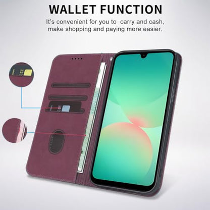 Wallet Case for Samsung Galaxy A18/A17/A26/A16 5G 6.7 inch - PU Leather Flip Cover with Card Holder Slots, Strong Magnetic Folio Phone Case, Wine Red - color: Wine Red, size: Samsung Galaxy A18/A17/A26/A16 6.7"