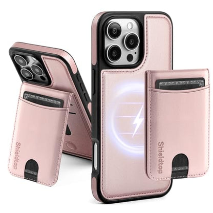Shieldtop Compatible with MagSafe iPhone 16 Pro Wallet Case,Rose Gold | 2 in 1 Detachable Magnetic,Credit Card Holder Slots,RFID Blocking,PU Leather,Kickstand,Flip Folio Phone Cover for Men & Women - color: Rose Gold, size: iPhone 16 Pro 6.3"
