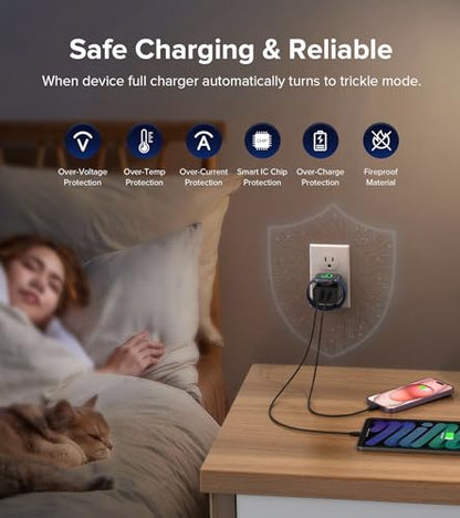 [3 in 1] USB C Charger Block for Apple Watch Charger Magnetic Fast Charging - color: Black