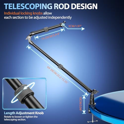 EMART 40" Overhead Camera Mount with Serrated Bite Magic Arm&1/4" Ball Head - color: Thick Stick C-Clamp