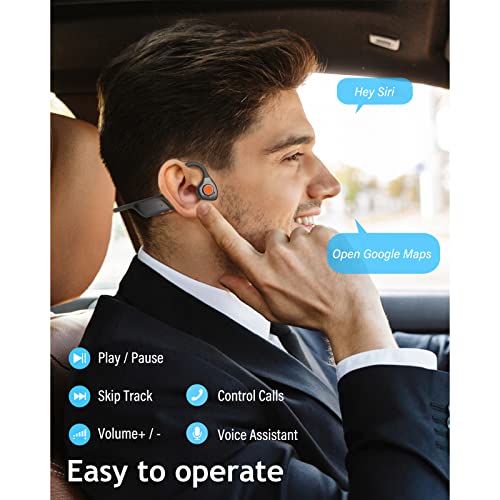 MONODEAL Bone Conduction Headphones with Mic,Open Ear Headphones Wireless Bluetooth 5.1/Mute Function/Multi-Point Capable,Air Conduction Headset with Noise Canceling Mic,for Driving Home Office