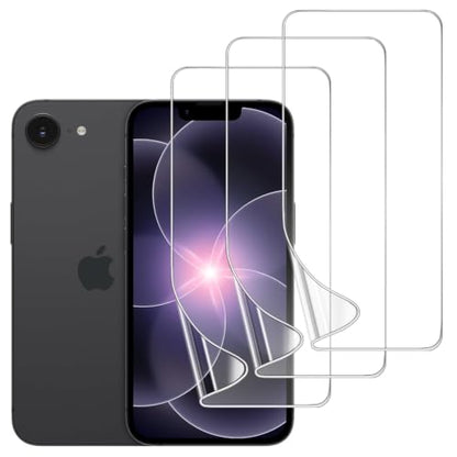 3 Pack TPU Screen Protector for iPhone 16e, Self-Healing HD Clear Soft Flexible Hydrogel Film Compatible with iPhone 17e 6.1" - Scratch-Resistant, Bubble Free, Easy Installation - size: iPhone 16e/17e