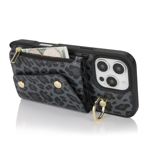 Lipvina Crossbody Wallet Case for iPhone 16 Pro Max,Black Leopard - color: 04-Black Leopard, size: iPhone 16 Pro Max 6.9"