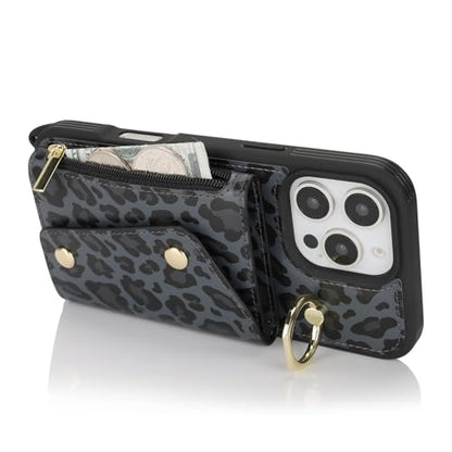 Lipvina Crossbody Wallet Case for iPhone 16 Pro Max,Black Leopard - color: 04-Black Leopard, size: iPhone 16 Pro Max 6.9"