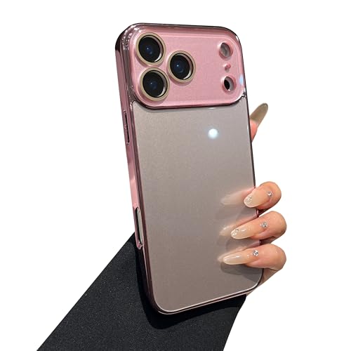 Caseative for iPhone 17 Pro Case, Pink | Solid Color Electroplated Frame with Crystal Camera Lens Protection - color: Pink
