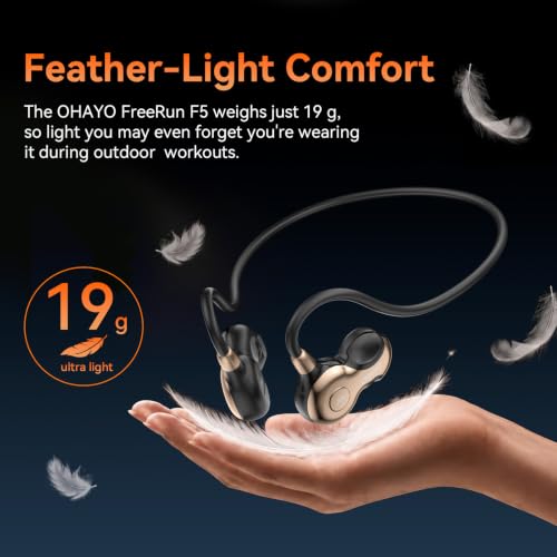 OHAYO Open Ear Headphones, Bluetooth 6.0 Air Conduction Sports Earbuds, 19g - color: Black/Gold