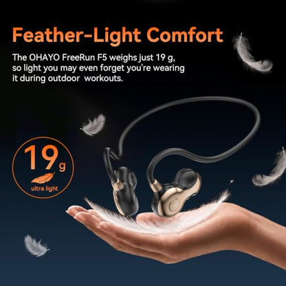 OHAYO Open Ear Headphones, Bluetooth 6.0 Air Conduction Sports Earbuds, 19g - color: Black/Gold