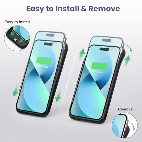 Battery Charging Case for iPhone 12Pro Max/13Pro Max/14Pro Max/14Plus (6.7 Inch), Powerful 8600mAh Portable Rechargeable Charger Cover for iPhone 14ProMax/14Plus/13Promax/12Promax Battery Case-Black - color: Black