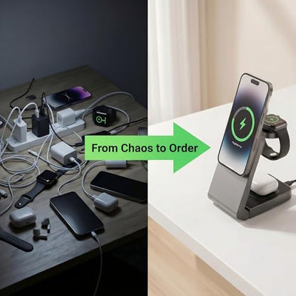 3 in 1 Charging Station for Apple,Wireless Foldable Mag-Safe Charger