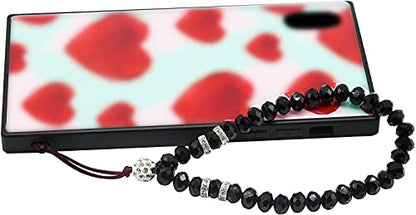 Cell Phone Lanyard Strap Bling Crystal Beads Hand Wrist Lanyard - color: 17cm Black&purple