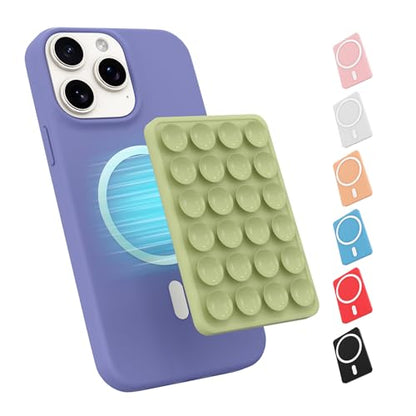 Magnetic Suction Phone Mount for MagSafe Case,Silicone Sticky (Green) - color: Green