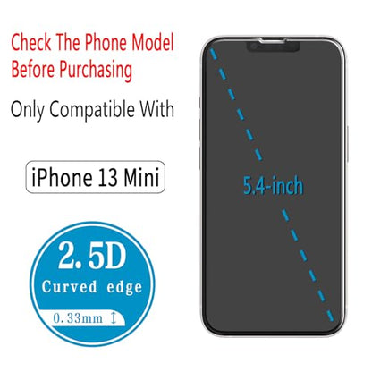 2 Pack Screen Protector for iPhone 13 Mini 5.4 Inch Tempered Glass - color: Clear