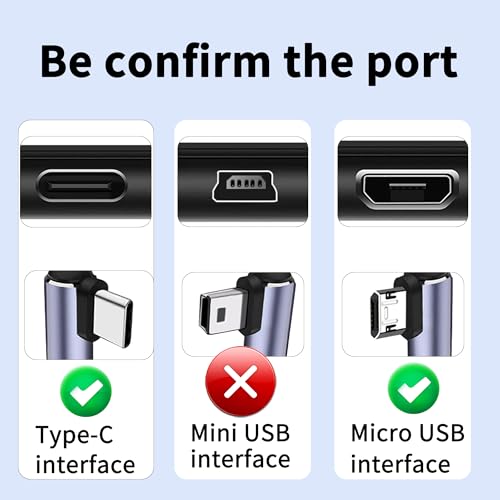 Right Angle USB C to Micro USB Cable 2A Charging Data Transfer