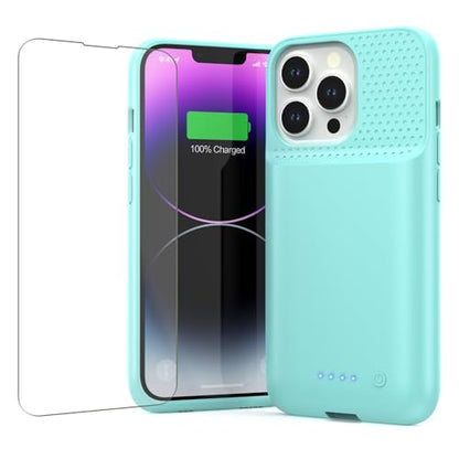 Feob Battery Case for iPhone 13/13 Pro/14,[2025 Upgraded] 7500 mAh Ultra-Slim Portable Extended Charger Cover for iPhone 13/13 Pro/14 Charging Case (6.1 Inch)-Green - color: Green