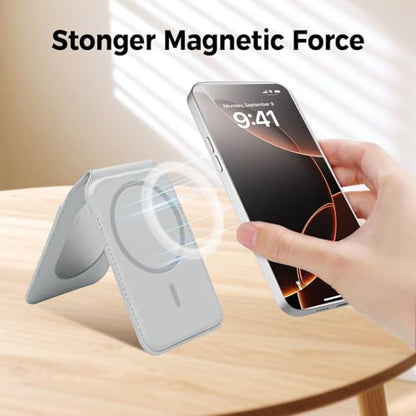 for MagSafe Wallet with Mirror, 4 Card Holder RFID Blocking Stand - color: Gray