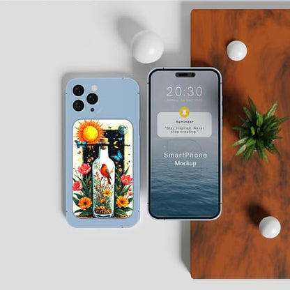 Phone Credit Card Holder Stick on, Cell Phone Pocket Self Adhesive Stretchy Stick on Wallet ID Credit Card Case Pouch Sleeve with Flap for All Smartphones, Drift Bottle Flowers - color: Drift Bottle Flowers