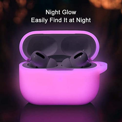 Lerobo for AirPod Pro Case, Silicone Cover with Keychain, Nightglow Purple - color: Nightglow Pink