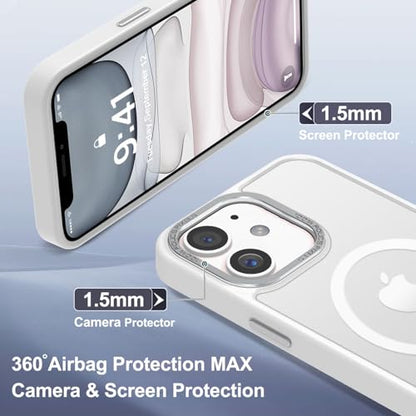 Newfuture Magnetic for iPhone 11 Case Matte Shockproof, Frosted White | Military Drop Protection, Slim Matte Anti-Fingerprint, Compatible with Magsafe, Camera Guard, Translucent Protective Cover - color: Frosted White, size: iPhone 11 6.1inch