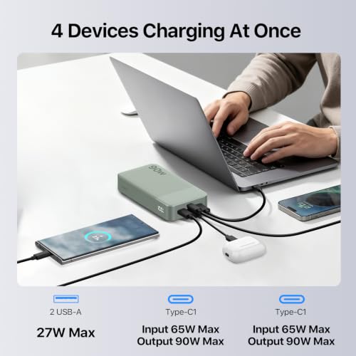 NOBIS Portable Charger 20000mAh 90W Laptop Power Bank - color: Green
