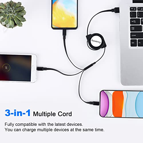 Multi Retractable Charging Cable, 3 in 1 USB Charging Cable 3 Pack