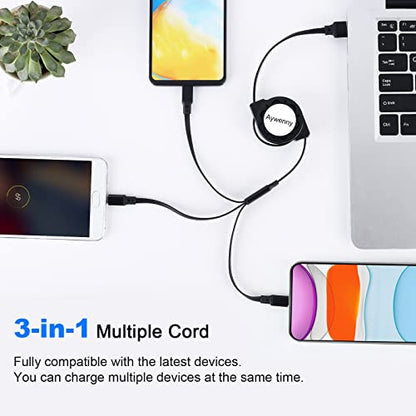 Multi Retractable Charging Cable, 3 in 1 USB Charging Cable 3 Pack