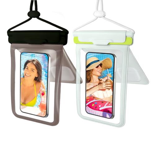 Wokyo Professional IPX8 Waterproof Phone Pouch with Dual Compartment, Secure Seal System Phone Protector with Sturdy Lanyard Cellphone Dry Bag Case Up to 7.5 Inches for Water Sports - color: Black + Green