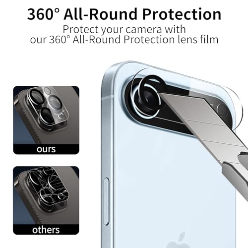 Screen Protector for iPhone 17 Air, 3-Pack Tempered Glass with Camera Lens Protectors, 9H Hardness HD Clear Scratch Resistant Case Friendly Easy Install - size: iPhone 17 Air