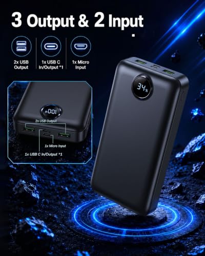 Portable Charger Power Bank 50000mAh Fast Charging External Battery Pack - color: Black