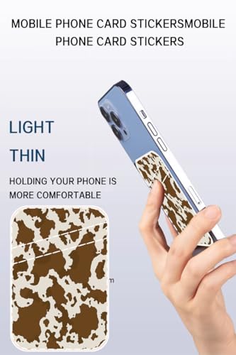 Dual Pocket Leather Phone Wallet Adhesive Stick On, Cute Card Holder for Case, Brown Cow Print - color: Cute Brown Cow Print