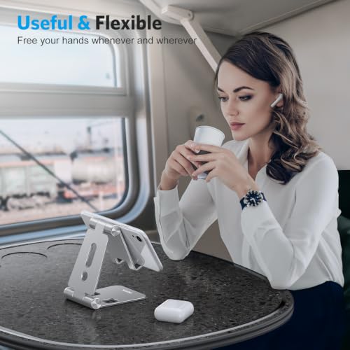 OMOTON Foldable Cell Phone Stand, C4 Portable Aluminum Phone Holder - color: Grey