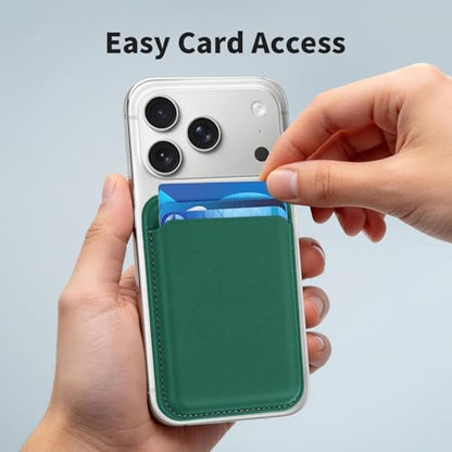 Magnetic Wallet Cell Phone Card Holder for Phone Case with Mag-Safe | Stronger Magnetic RFID Leather Phone Wallet Stick on Series of iPhone 17/16/15/14/13/12 and Pro/Promax, Emerald - color: Emerald, size: 1 Pack