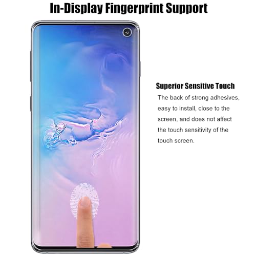(2+2) For Samsung Galaxy S10 (4G) (2 Pack) Screen Protector (Not Glass), Flexible Soft TPU Film and (2 Pack) Camera Lens Protector, Fingerprint Compatible, Case Friendly, Clear