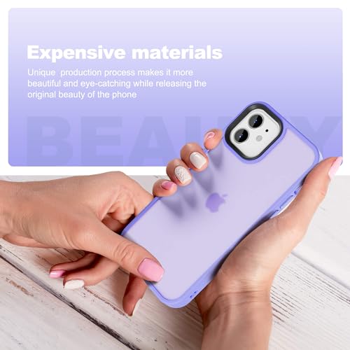 ULAK Compatible with iPhone 12 Case, iPhone 12 Pro Cover, Transparent Frosted Protective Phone Case, Soft TPU Women Girls Shockproof Protective Cover for iPhone 12 & iPhone 12 Pro 6.1 inch, Lilac | Transparent Frosted Protective Case, Soft TPU Women Girls