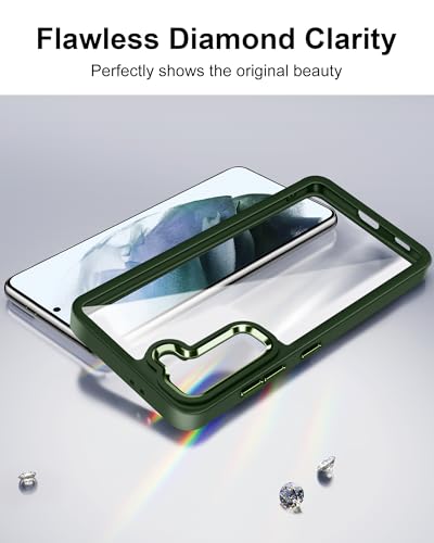 HOOMIL Case for Samsung Galaxy S21 (ONLY, Not Fit Plus, FE, Ultra), Non-Yellowing, Drop Protection, Anti-Scratch Transparent Hard Back Phone Cover - Dark Green - color: Dark Green, size: Samsung Galaxy S21