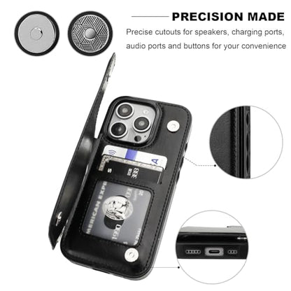 ONETOP for iPhone 16 Pro Wallet Case with Credit Card Holder,Black | Kickstand,ID/Cash Holder,Case Wallet with Card Slots,Double Magnetic Clasp,Durable PU Leather Shockproof Cover for Women Men - color: Black