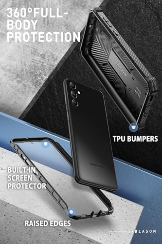 i-Blason Armorbox for Samsung Galaxy S24 FE Case with Stand & Belt-Clip [Built-in Screen Protector] [Military Protection] Full-Body Rugged Bumper Shockproof Phone Case with Kickstand (Black)