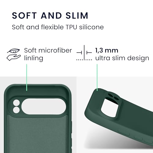 kwmobile Case Compatible with Google Pixel 9 Pro XL Case - Protective Slim TPU Cover with Soft Matte Finish - Moss Green - color: moss green
