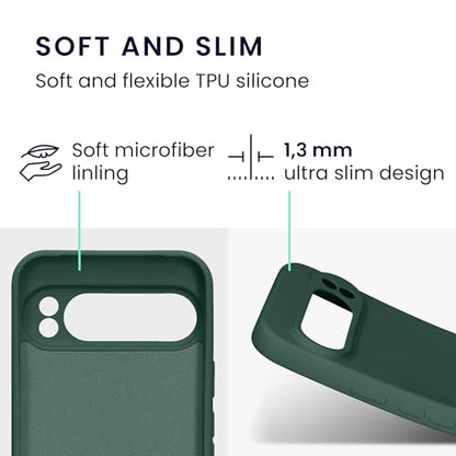 kwmobile Case Compatible with Google Pixel 9 Pro XL Case - Protective Slim TPU Cover with Soft Matte Finish - Moss Green - color: moss green