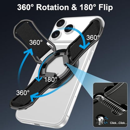 Magnetic Phone Ring for Magsafe iPhone17 Grip Stand Samsung S26 Ring Grip - color: Black+Black
