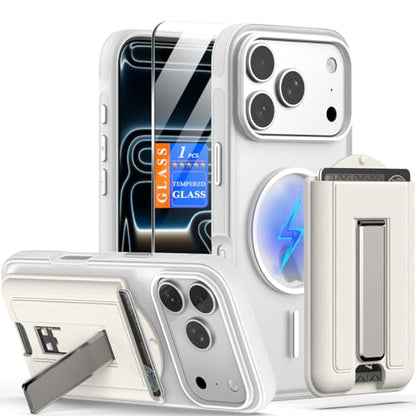 Nvollnoe for iPhone 17 Pro Case with Card Holder & Screen Protector, Compatible with Magsafe, Built-in Kickstand, Detachable Magnetic Wallet Case for iPhone 17 Pro(Clear) - color: Clear