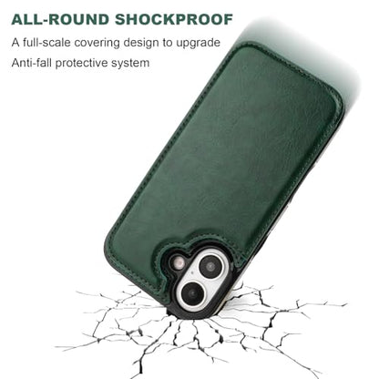 ONETOP for iPhone 16 Wallet Case with Credit Card Holder,Green | Kickstand,ID/Cash Holder,Case Wallet with Card Slots,Double Magnetic Clasp,Durable PU Leather Shockproof Cover for Women Men - color: Green